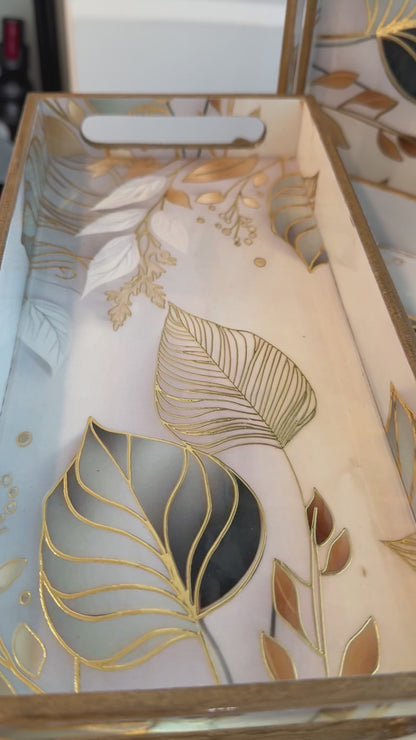 Golden Botanical Luxe Tray Set of 3