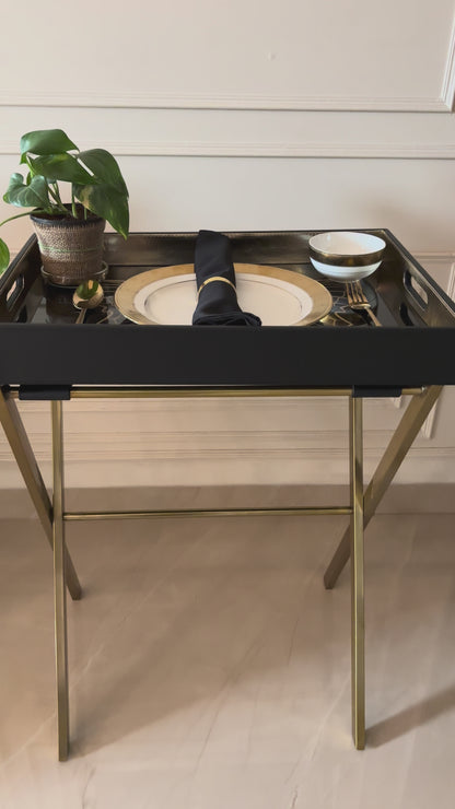 Noir Monarch Butterfly Inlay Butler Table Tray