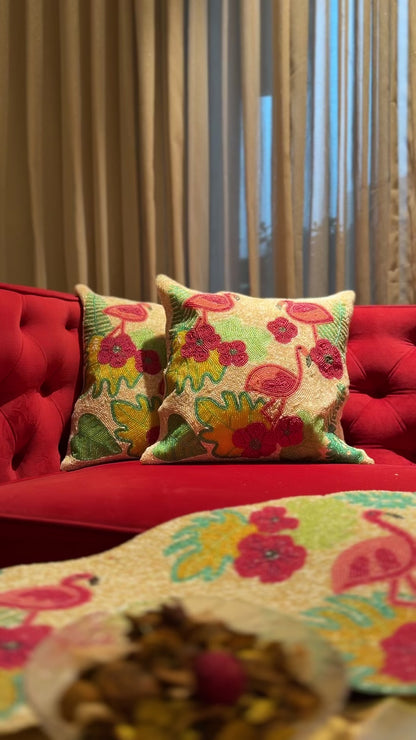 Pink Flamingo Cushion Cover - Tropical Decorative Throw Pillow