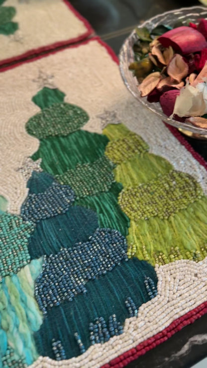 Multicolour Christmas Tree Table Runner