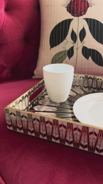 Regal Sunburst Mirror Tray Set of 3