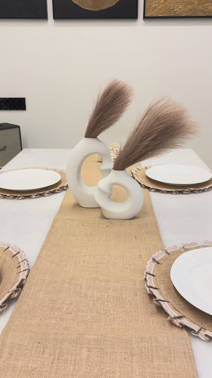 Natural Weave Table Runner & Lace Placemat Set