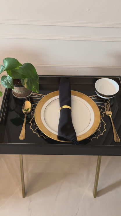 Noir Monarch Butterfly Inlay Butler Table Tray