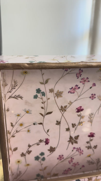 Blush Meadow Gold Floral Wooden Tray set of 2