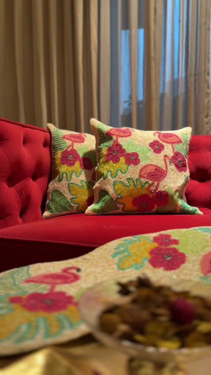 Pink Flamingo Cushion Cover - Tropical Decorative Throw Pillow