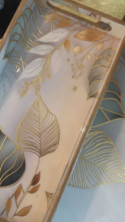 Golden Botanical Luxe Tray Set of 3