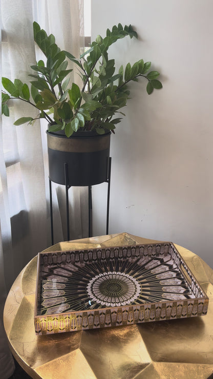 Regal Sunburst Mirror Tray Set of 3