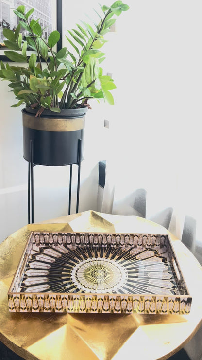 Regal Sunburst Mirror Tray Set of 3