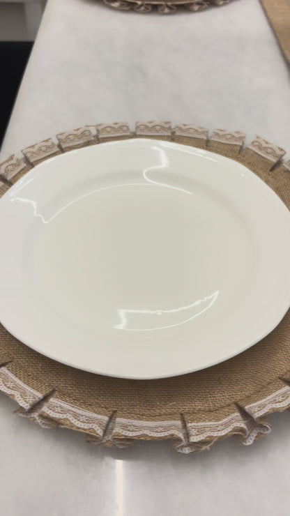 Natural Weave Table Runner & Lace Placemat Set