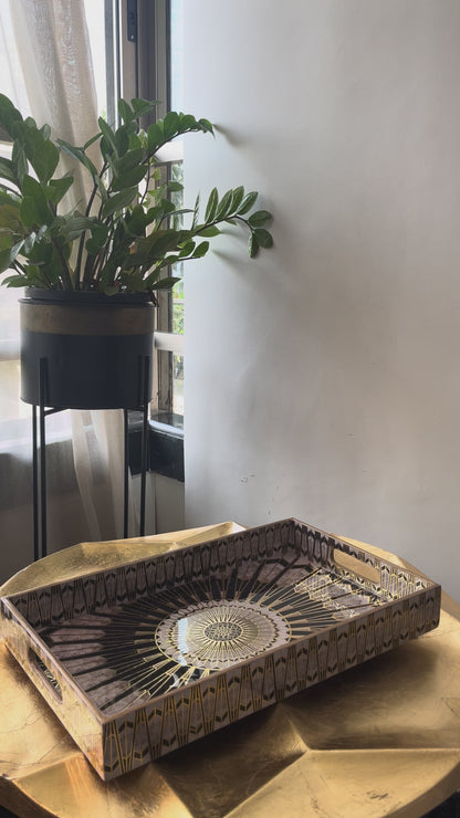 Regal Sunburst Mirror Tray Set of 3